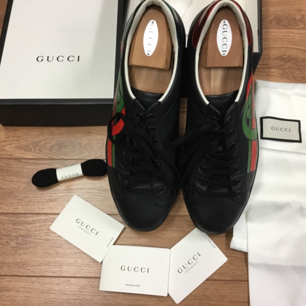 GUCCI MENS ACE G LOGO SNEAKERS SIZE 12 STYLE 576136 - Picture 5 of 10